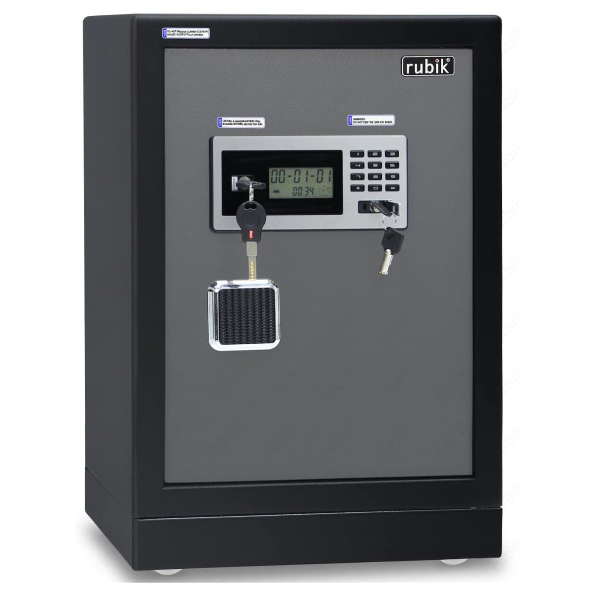 Rubik Large Executive Digital Safe Box, Dual Security Lock (60x40x35cm) Black/Grey - RB53XTD