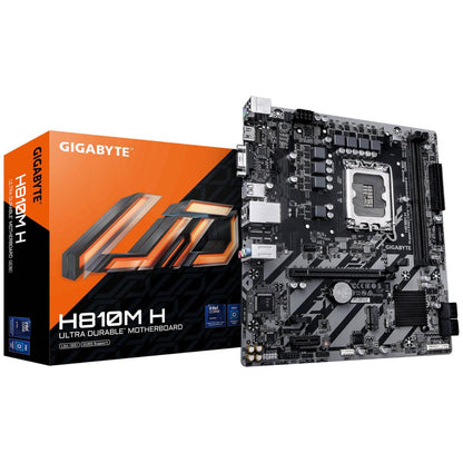 GIGABYTE H810M H LGA 1851 Micro ATX Motherboard, Intel H810 Chipset, 2x DIMM DDR5 Slots, Up to 128GB Max Memory, 1x PCI Express x16 Slot, 1x M.2 Connector | H810M-H