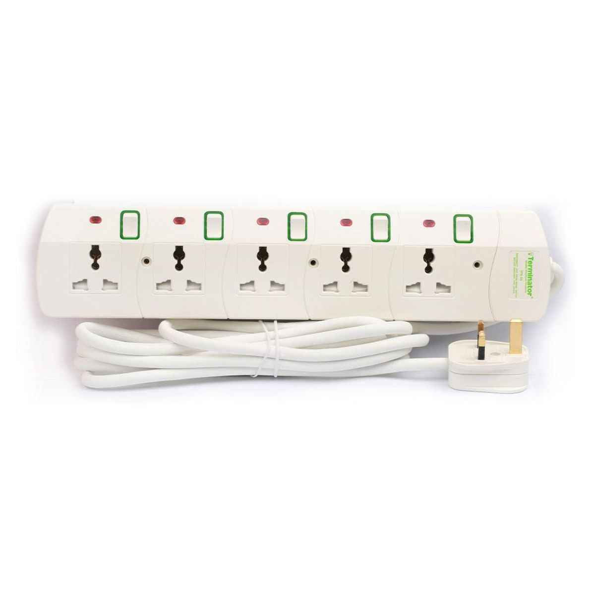Terminator TPB 5G 5 Way Universal Power Extension Socket With 13A 3M & 5M Cable