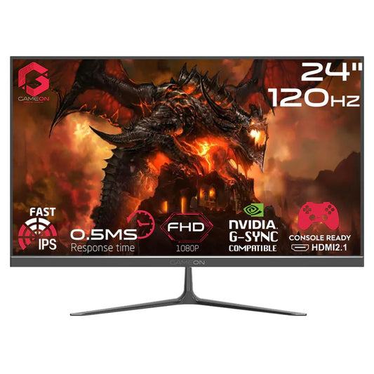 GAMEON GOES24FHD120IPS Essential Series 23.8" FHD, 120Hz, MPRT 0.5ms, HDMI 2.1, Fast IPS Gaming Monitor (Supports PS5) - Black