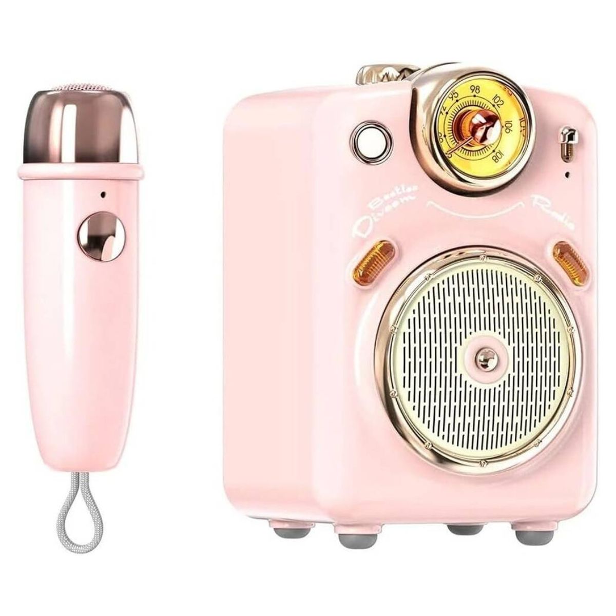 Divoom Fairy-OK Portable Bluetooth Speaker, 7 Voice Modes, Mini Microphone, 10W Output Louder Sound, 2000mAh for 6 Hours, Bluetooth 5 Connectivity, Pink, Green