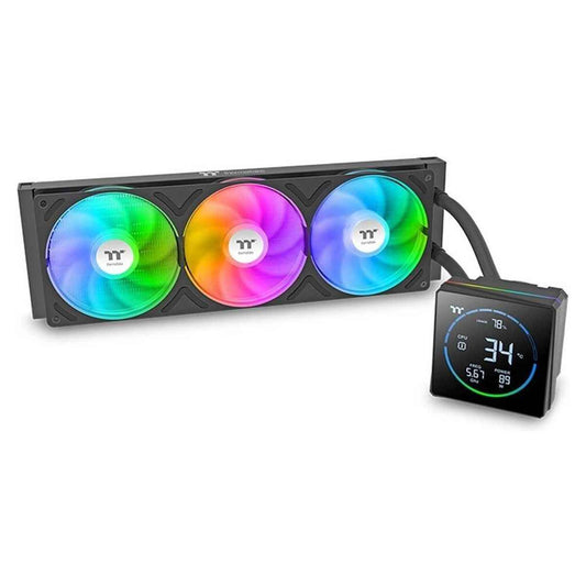 Thermaltake TH360-S V3 ARGB Sync AIO Liquid Cooler, 360mm Radiator, Single Frame Fan, 2500 RPM, Segment LCD Display, Black | CL-W470-PL12SW-A
