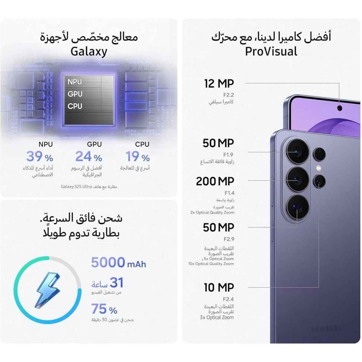 Samsung Galaxy S26 Ultra – AI Smartphone, 12GB RAM, 256GB/512GB Storage, 200MP Camera, 5000mAh Battery, UAE Version, 1 Year Warranty