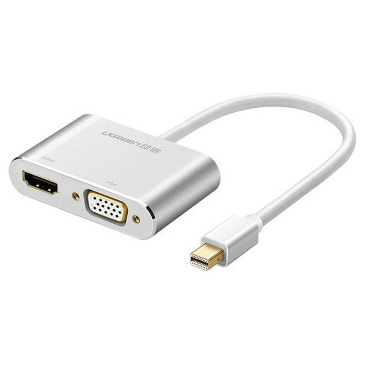 UGREEN MD115 Mini DisplayPort to HDMI + VGA Converter | 4K 30Hz | 1080P 60Hz VGA | Aluminum Case | Silver | 20421