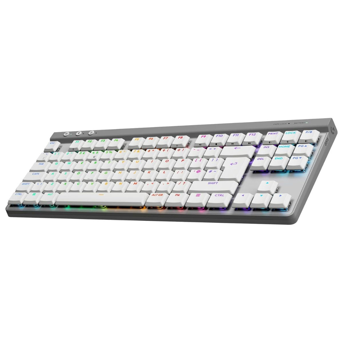 Logitech G515 LIGHTSPEED TKL Gaming Mechanical Keyboard – White & Black, Low Profile, GL Switches, RGB, Wireless/BT/Wired
