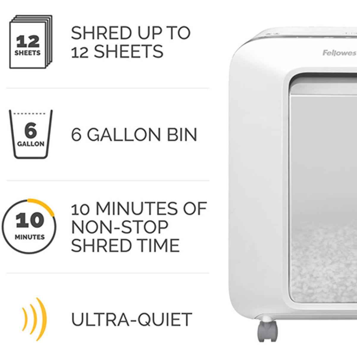 Fellowes Powershred LX200 – Compact Micro-Cut Shredder (12-Sheet, P-4 Security, 6-Gal Bin)