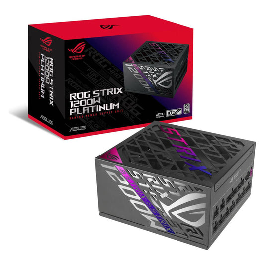 Asus ROG Strix 1000-1200W Fully Modular Power Supply, 80 PLUS Platinum Efficiency, Active PFC, GaN MOSFET, ATX 3.1 Compatible, Cybernetic Lambda A+, Dual Ball Fan bearings