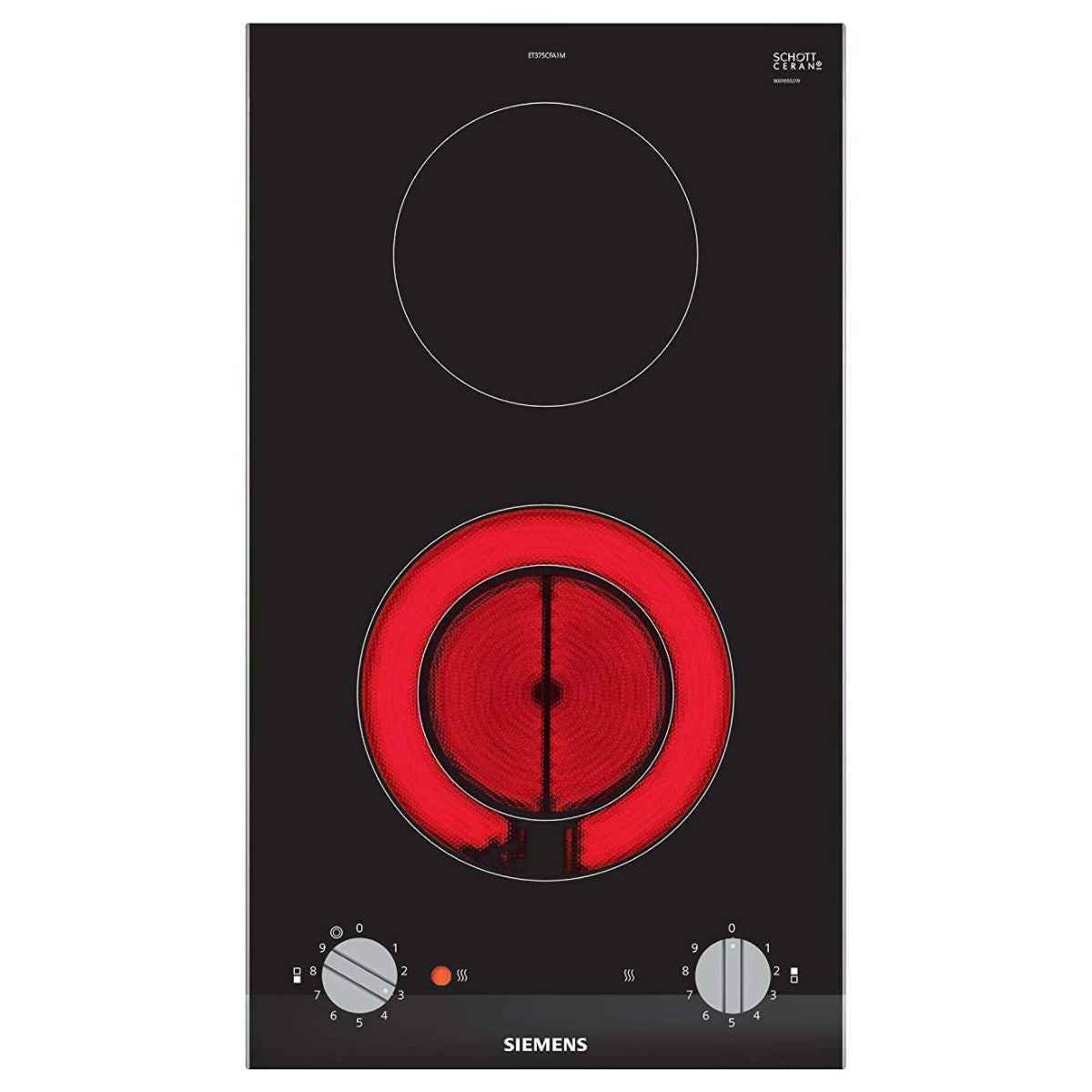 Siemens ET375CFA1M Domino Electric Hob – 30cm Built-In, Black Glass, Compact Design