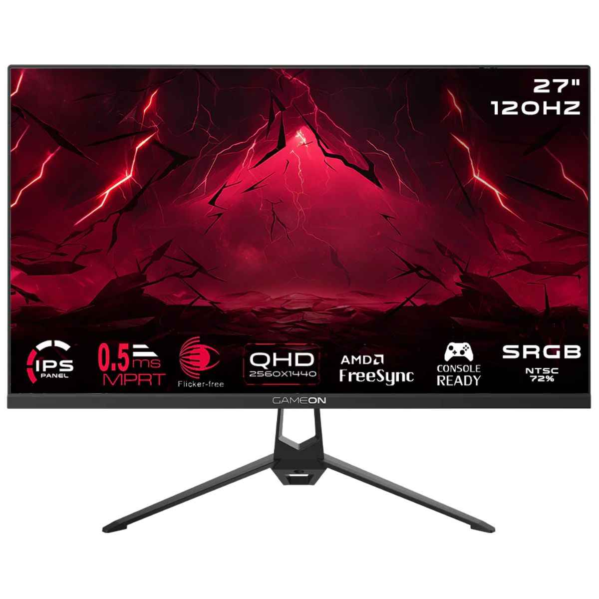 GAMEON GOES27QHD120IPS Essential Series 27" QHD, 120Hz, MPRT 0.5ms, HDMI 2.1, Fast IPS Gaming Monitor (Supports PS5) - Black