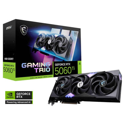 MSI GeForce RTX 5060 Ti GAMING TRIO OC Graphics Card, 8GB GDDR7, PCIe 5.0, Triple-Fan Cooling | 912-V536-022