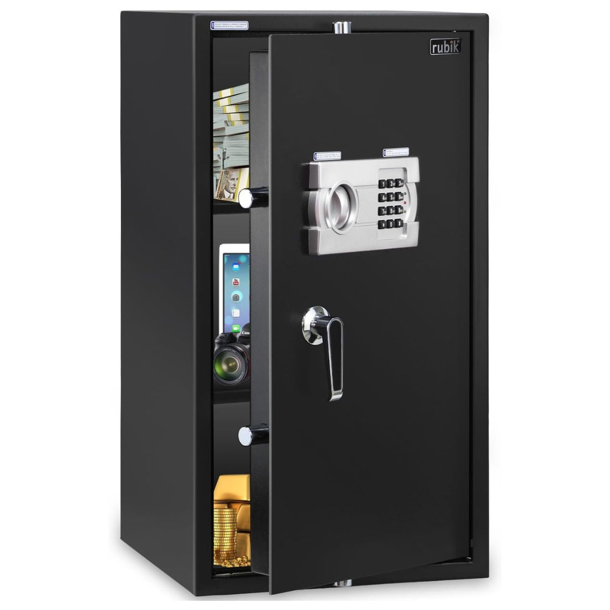 Rubik Safe Box Large with Digital Keypad and Key Lock, Security Locker for Money Files folder Documents Jewelry Home Office RB75EG (Size 75x40x40cm) Black