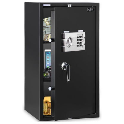 Rubik Safe Box Large with Digital Keypad and Key Lock, Security Locker for Money Files folder Documents Jewelry Home Office RB75EG (Size 75x40x40cm) Black