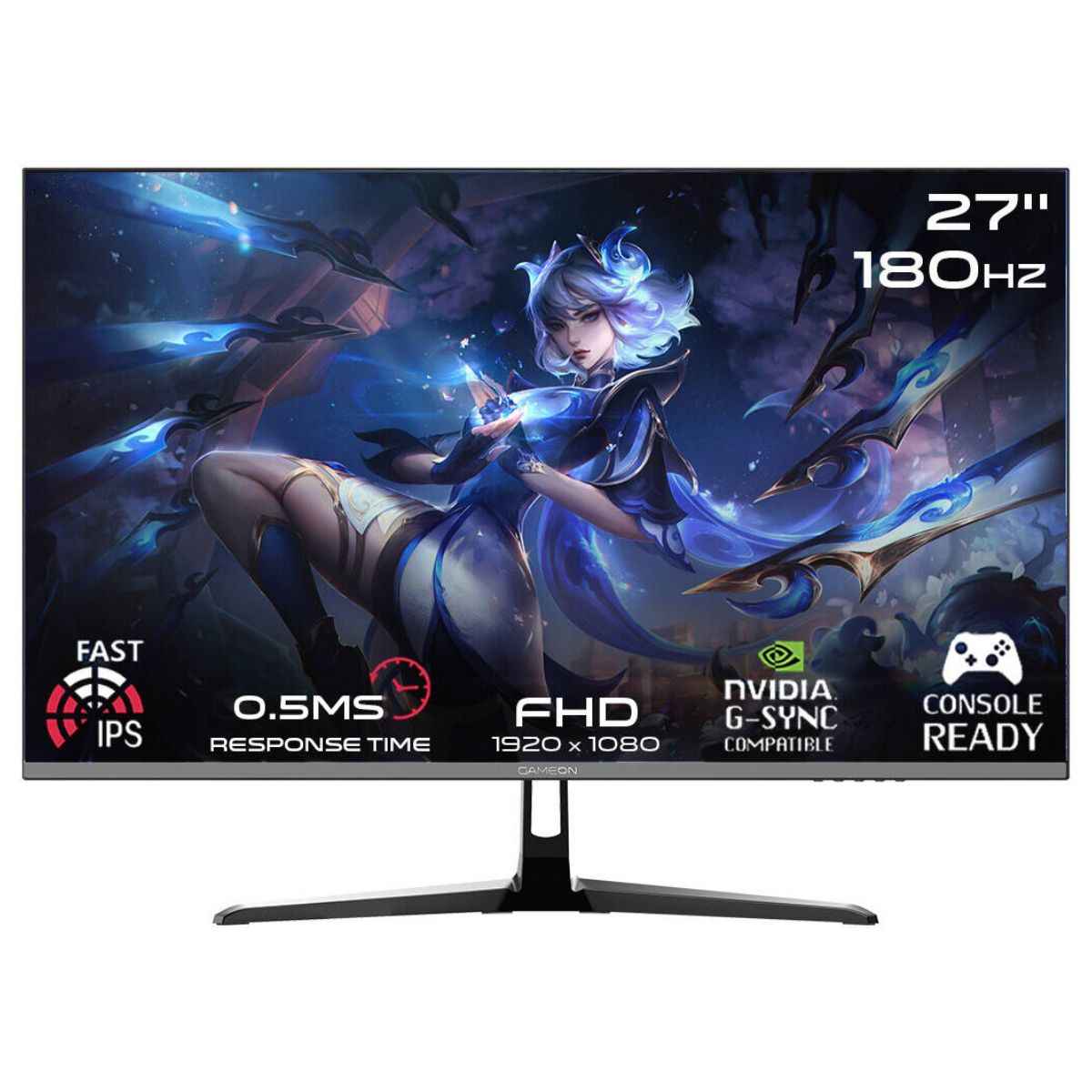 GAMEON GOPS27180IPS Pro Series 27" FHD, 180Hz, MPRT 0.5ms, HDMI 2.1, Fast IPS Gaming Monitor (Supports PS5) - Black