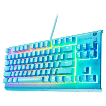 SteelSeries Apex 3 TKL Wired Membrane Gaming Keyboard – Liquid / Aqua Edition, 8-Zone RGB, Whisper Quiet Switches, Spill Resistant