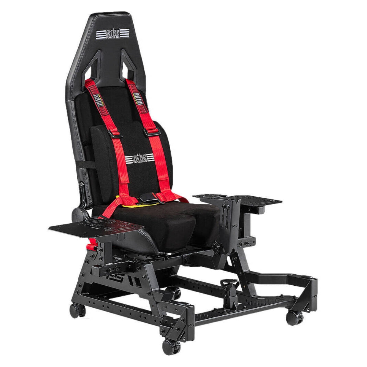 Next Level Racing Flight Seat Pro, 4ft-6ft 9" Supported Height, 150kg Supported Max Weight, Casters & Stationary Feet, Dense Foam Seat w/ Lumbar Cushion, Adjustable Mounting Plates, Black | NLR-S033
