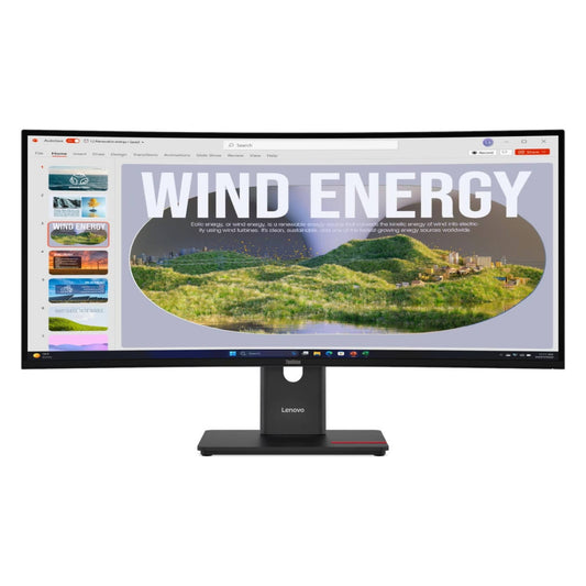 Lenovo ThinkVision T34WD-40  34" Monitor, VA Display, WQHD Resolution, 120Hz Refresh Rate, 4ms (Extreme Mode) Response Time, 1500R Curvature, 16.7m Color Display, Black