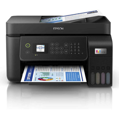 Epson EcoTank L5290 A4 Wi-Fi AIO Ink Tank Printer with ADF, Print, Scan, Copy, Fax, 5760 x 1440 dpi, 33ppm Printing Speed, LCD Screen, 100-Page Fax Storage Memory, Smart Panel, Black | C11CJ65409