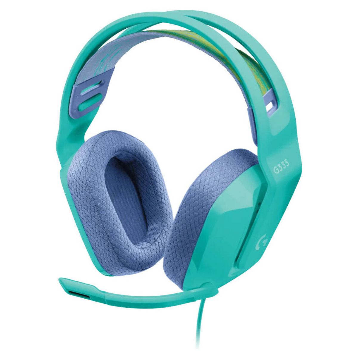 Logitech G335 Wired Gaming Headset, 40mm Drivers, Integrated Boom Mic, Soft, Breathable Memory Ear Cups, Adjustable Suspension Headband, Compatible with PC, PS, Xbox, Switch - Mint, Black
