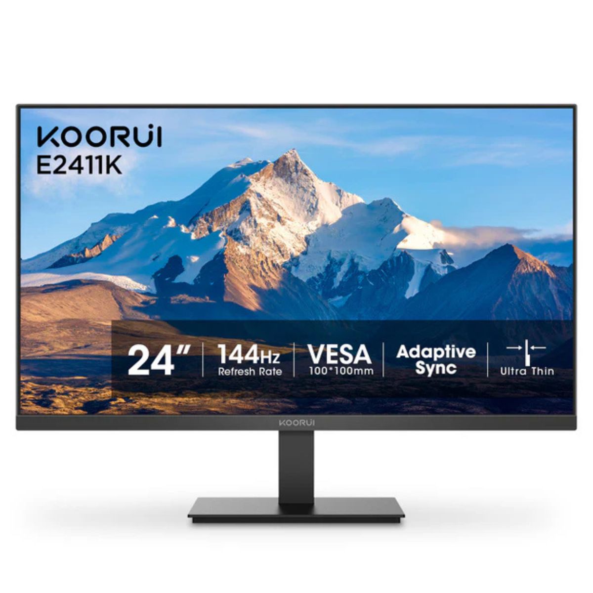 KOORUI E2411K 24" FHD IPS Office Monitor, Ultra-Thin Bezel, 60Hz, HDMI, 12V Input, Black | E2411K
