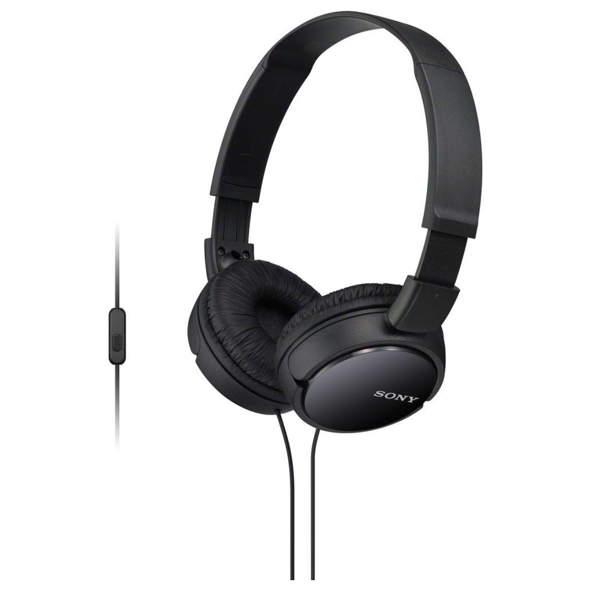 Sony MDR-ZX110AP Extra Bass Smartphone Headset | 30mm Dynamic Drivers | Swivel & Foldable Earcups | Flat Cable | Black