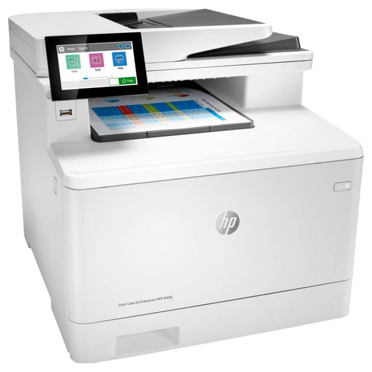 HP M480F Color LaserJet Enterprise Multifunction Printer, Up To 29ppm Print Speed, Auto Duplex, 4.3'' Color Touch, 50 Sheet ADF, 250 Sheets Input Tray, Print / Copy / Scan / Fax, White | 3QA55A