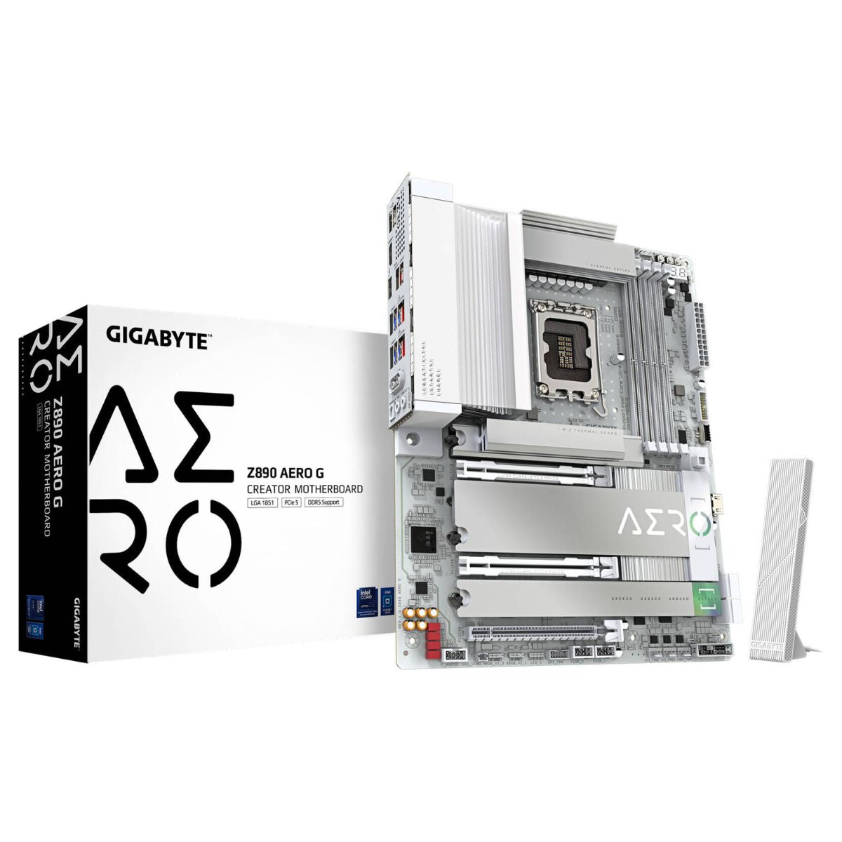 GIGABYTE Z890 Aero G LGA 1851 ATX Motherboard, Intel Z890 Express Chipset, 4x DDR5 DIMM Slots, Up to 256GB Max Memory, Wi-Fi 7 & BT5.4, 2x PCIe 5.0 x16 Slots, 5 x M.2 Slots, White | Z890-AERO-G