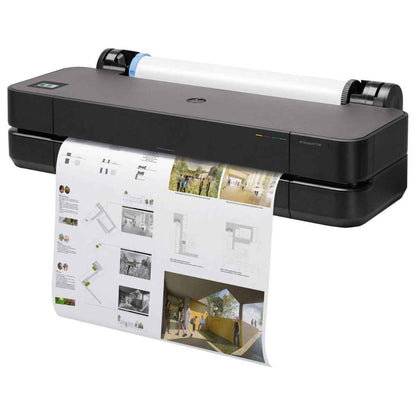 HP DesignJet T230 24" Inkjet Printer, Up to 5.5pl Ink Drop, 35 SPP Printed Speed, Up to 2400 x 1200 DPI Resolution, Sheet Feed, Roll Feed, Automatic Horizontal Cutter Output Handling, Black | 5HB07A