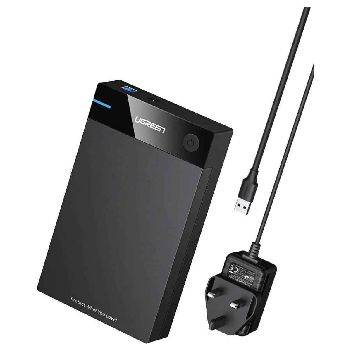 Ugreen USB 3.0 3.5'' Hard Drive Enclosure, 5Gbps Data Transfer, SATA I/II/III Support, Plug & Play, Black