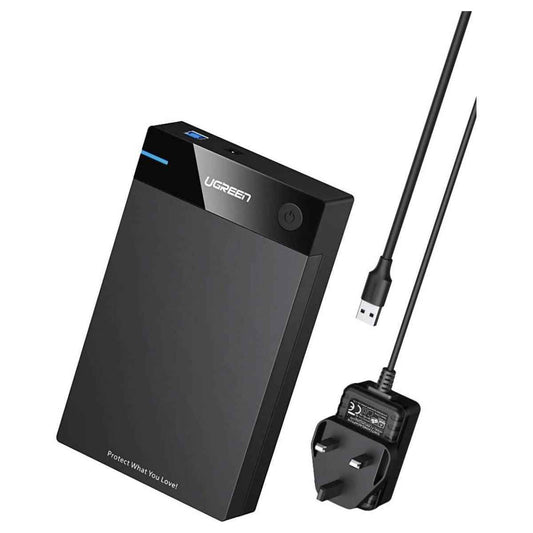 Ugreen USB 3.0 3.5'' Hard Drive Enclosure, 5Gbps Data Transfer, SATA I/II/III Support, Plug & Play, Black