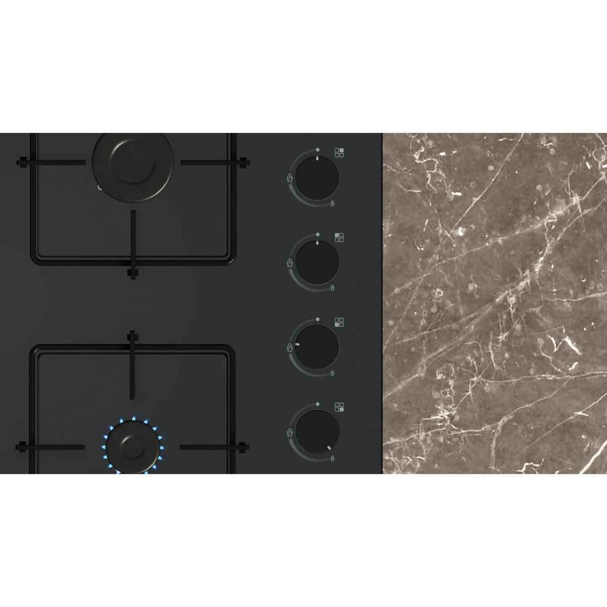 Siemens iQ300 60 cm Gas Hob with 4 Powerful Burners, German Engineering Hob, Espresso Cross Support, and Premium Steel Pan Supports, Model EO6C6PP30M