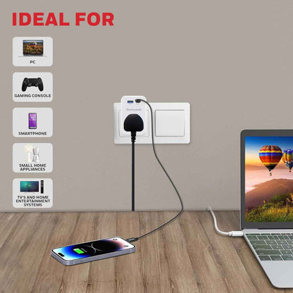 Honeywell 3 Out Surge Cube, Spike Guard, 1 Outlet, PD20W & USB A Port, 255 Joules