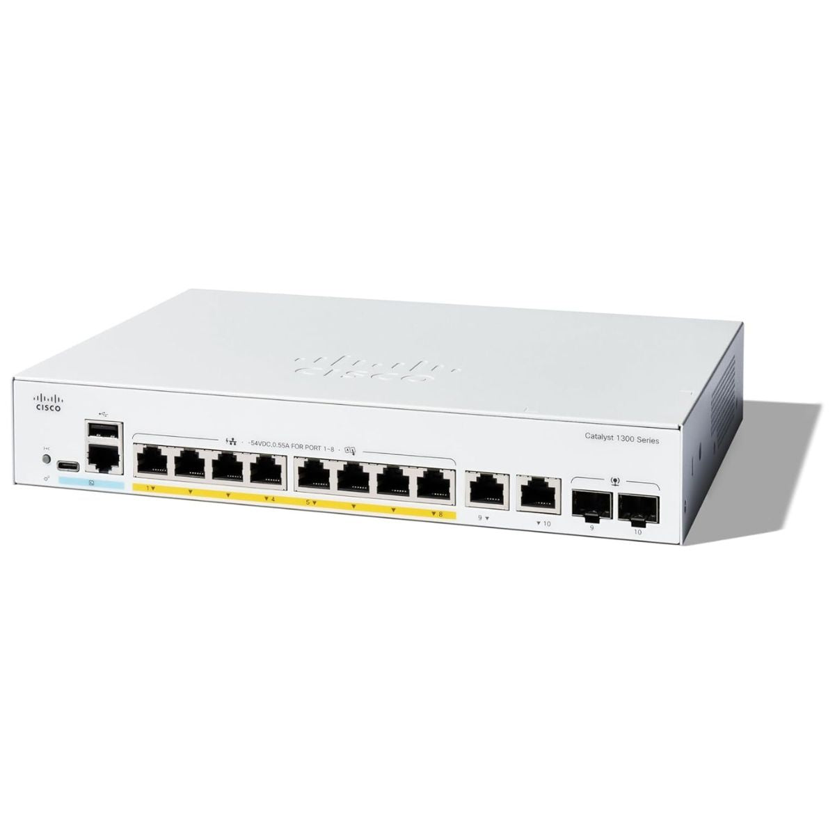 Cisco Catalyst 1300-8P-E-2G Managed Switch – 8-Port Gigabit PoE, 2x 1GE Combo Uplink, External Power Supply | C1300-8P-E-2G
