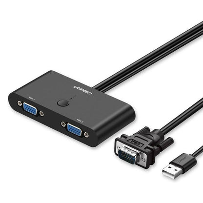 UGREEN VGA 2-in-1-Out Switch 2-Port Audio Video Switcher | 1920×1080 @ 60Hz | Manual Switch Button | Black | 30711
