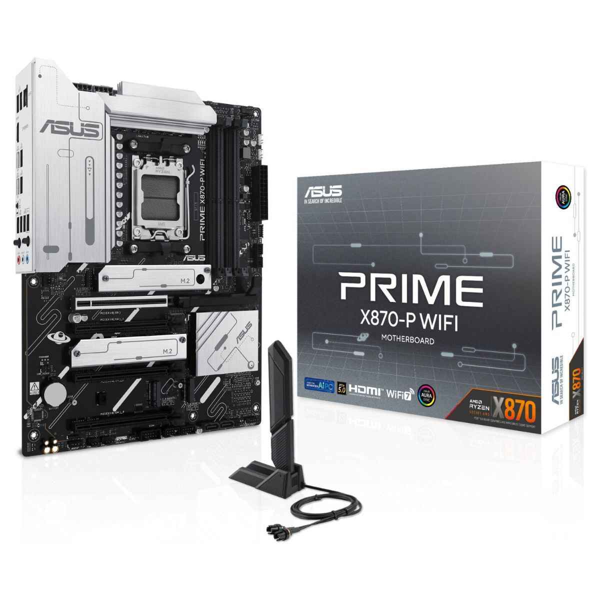 ASUS PRIME X870-P WIFI ATX Motherboard | AMD X870 Chipset | DDR5 Memory Support | PCIe 5.0 | WiFi &amp; Bluetooth 5.4 | 2.5Gb Ethernet | 4x M.2 Slots | HDMI | 90MB1IS0-M0EAY0