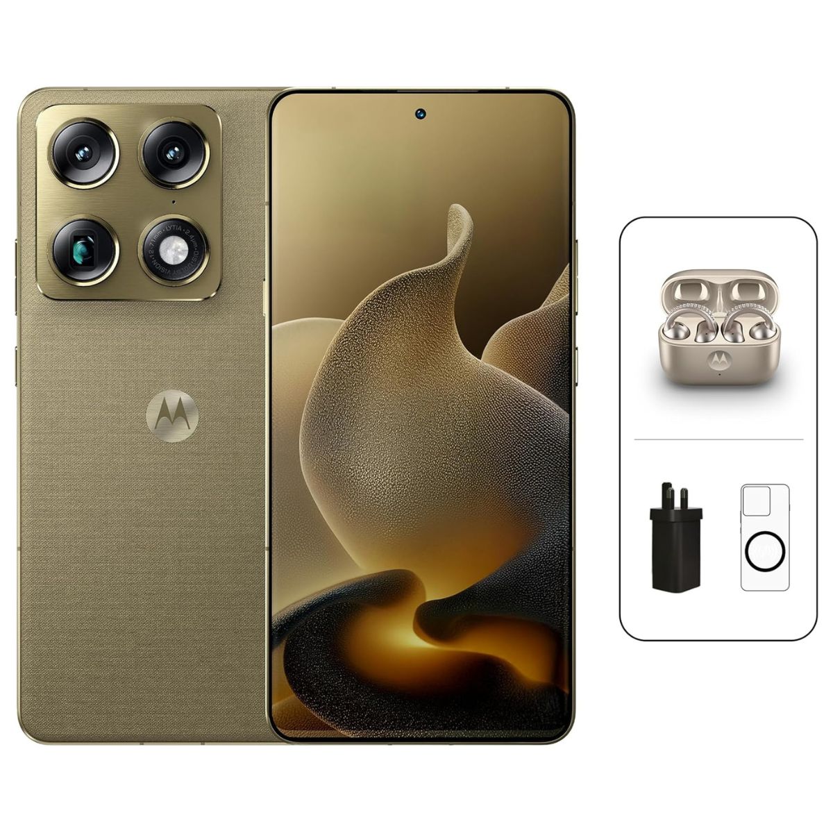 Motorola Signature 5G Smartphone, 16GB RAM + 16GB RAM Boost, 512GB Storage, OIS AI Camera, Extreme AMOLED 165Hz Display, Android 15, PANTONE Martini Olive, Complimentary Item Included