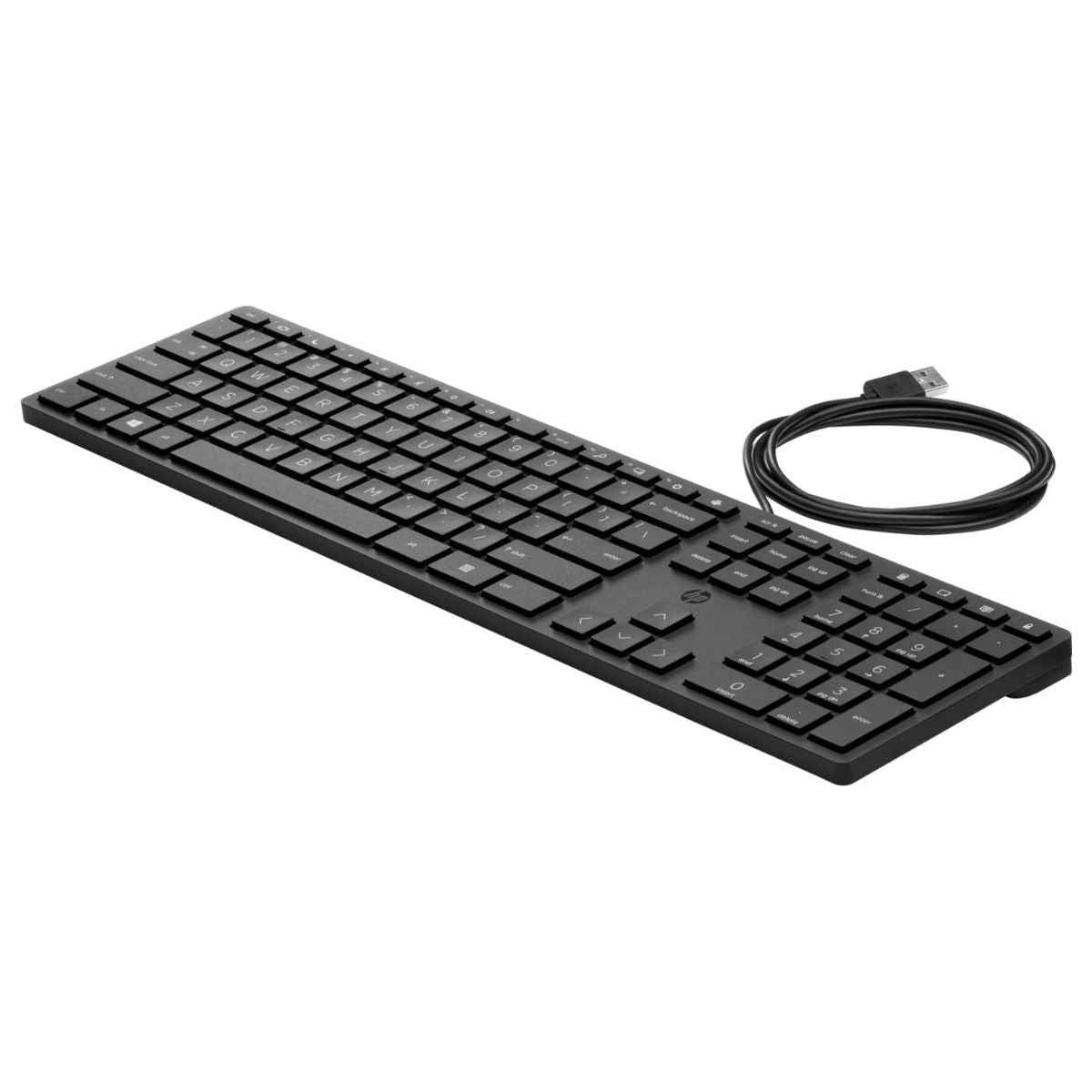 HP Wired Desktop 320K Keyboard, Low Profile Design, Quiet Keys, USB-A Connectivity, Adjustable Slope, English Layout, Black | L96909-L31