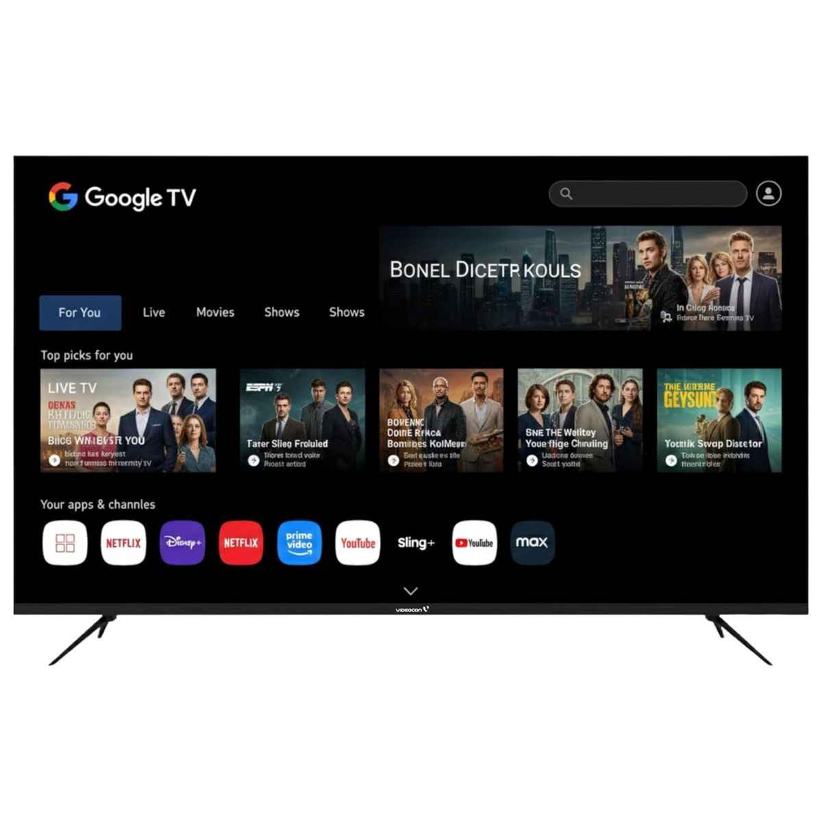 Videocon 50″ 4K UHD Google Smart TV – Edgeless Design, Dolby Audio &amp; Chromecast Built-in