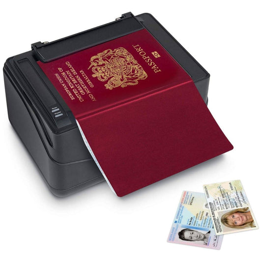 Plustek SecureScan X Mini Passport Reader MRTD Scanner with CMOS Sensor, 1 Second Scan Speed, USB Powered, Supports IDs and Passports, USB 2.0, Black | SecureScan-X-Mini