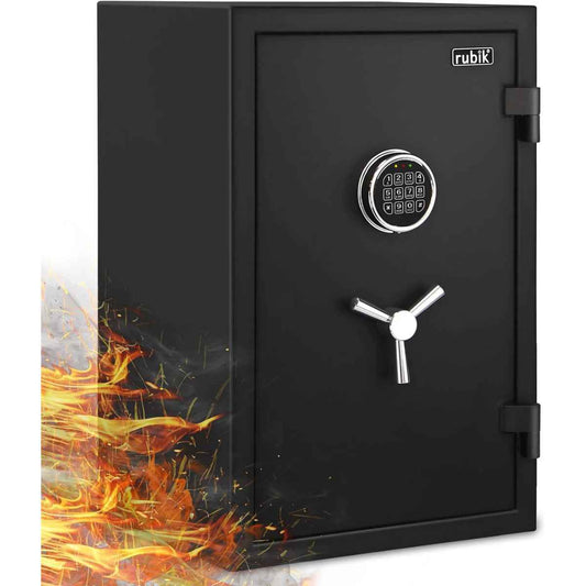 Rubik Fireproof Safe Box with Digital Keypad and Key Lock, 66x43x35cm, Black | RBFP66