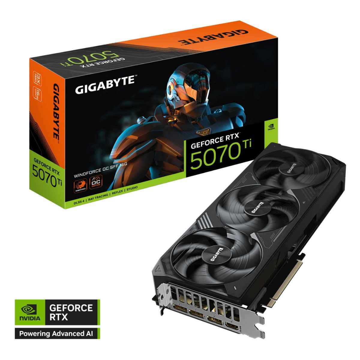 GIGABYTE GeForce RTX 5070 Ti WINDFORCE OC SFF Graphics Card, 16GB GDDR7, PCIe 5.0, 8960 CUDA Cores | GV-N507TWF3OC-16GD