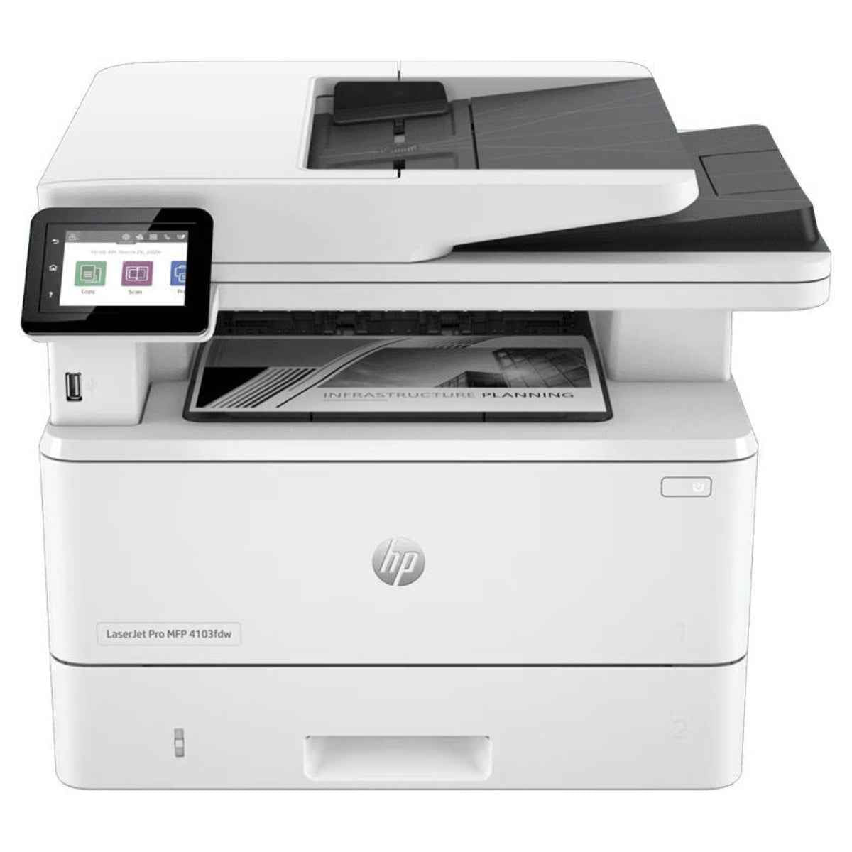 HP LaserJet Pro MFP 4103fdw Printer, 2.7" Color Touchscreen Display, Up to 50ppm Print Speed, Up to 42cpm Copy Speed, 50 Sheets ADF Capacity, White | 2Z629A