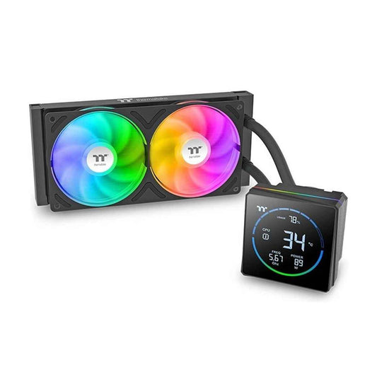 Thermaltake TH240-S V3 ARGB Sync AIO Liquid CPU Cooler – 240mm Radiator, Single-Frame Fan, 2500 RPM, 85.29 CFM, Segment LCD Display, Black | CL-W469-PL12SW-A