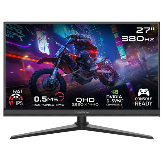 GAMEON GOMP27QHD380IPS Midnight Pro Series 27" QHD, 380Hz, MPRT 0.5ms, HDMI 2.1, Fast IPS Gaming Monitor (Supports PS5) - Black