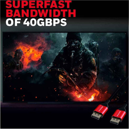 Honeywell Display Port To Display Port 2.0 Cable, 40 GBPS, Supports UHD Resolution, Male to Male, Compatible with TV, Laptop, Projector, Monitor, etc- 2m | HC000018/HDM/DP/2.0