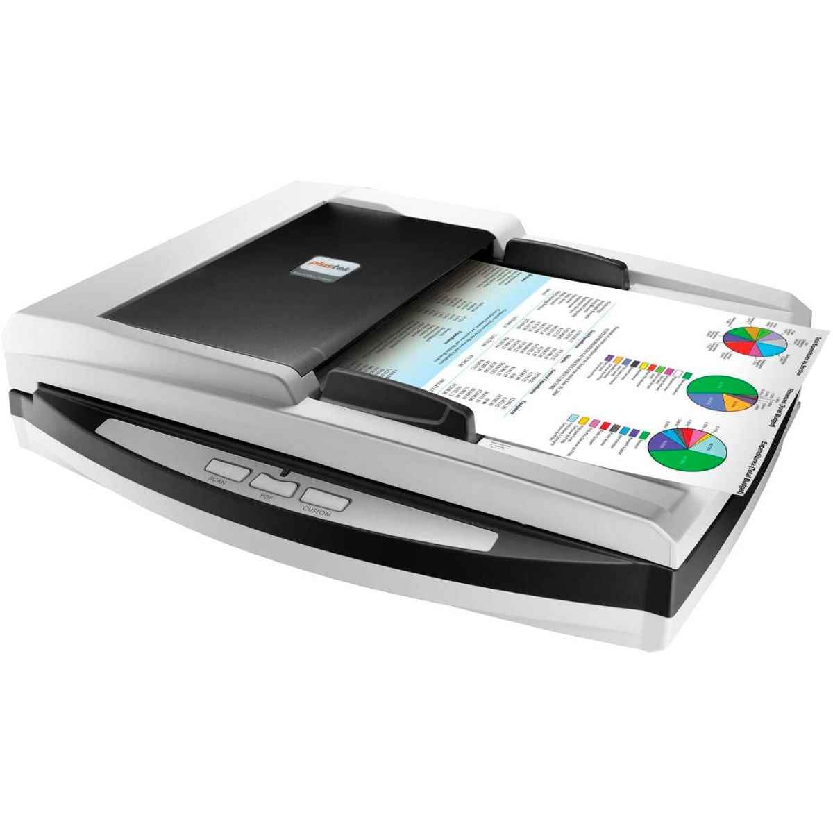 Plustek SmartOffice A4 Scanner, CIS x2 Image Sensor, 50 Sheets ADF Capacity, 1200 x 1200 dpi in Flatbed & 600 x 600 dpi in ADF, 40 ppm/80 ipm Scanning, White / Black | PL4080