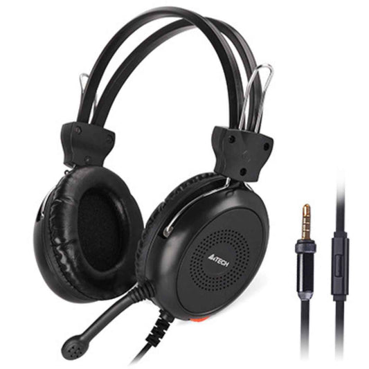 A4Tech HS-30i ComfortFit Stereo Headset – 40mm Driver, Noise Cancelling Mic, 3.5mm Jack, Black