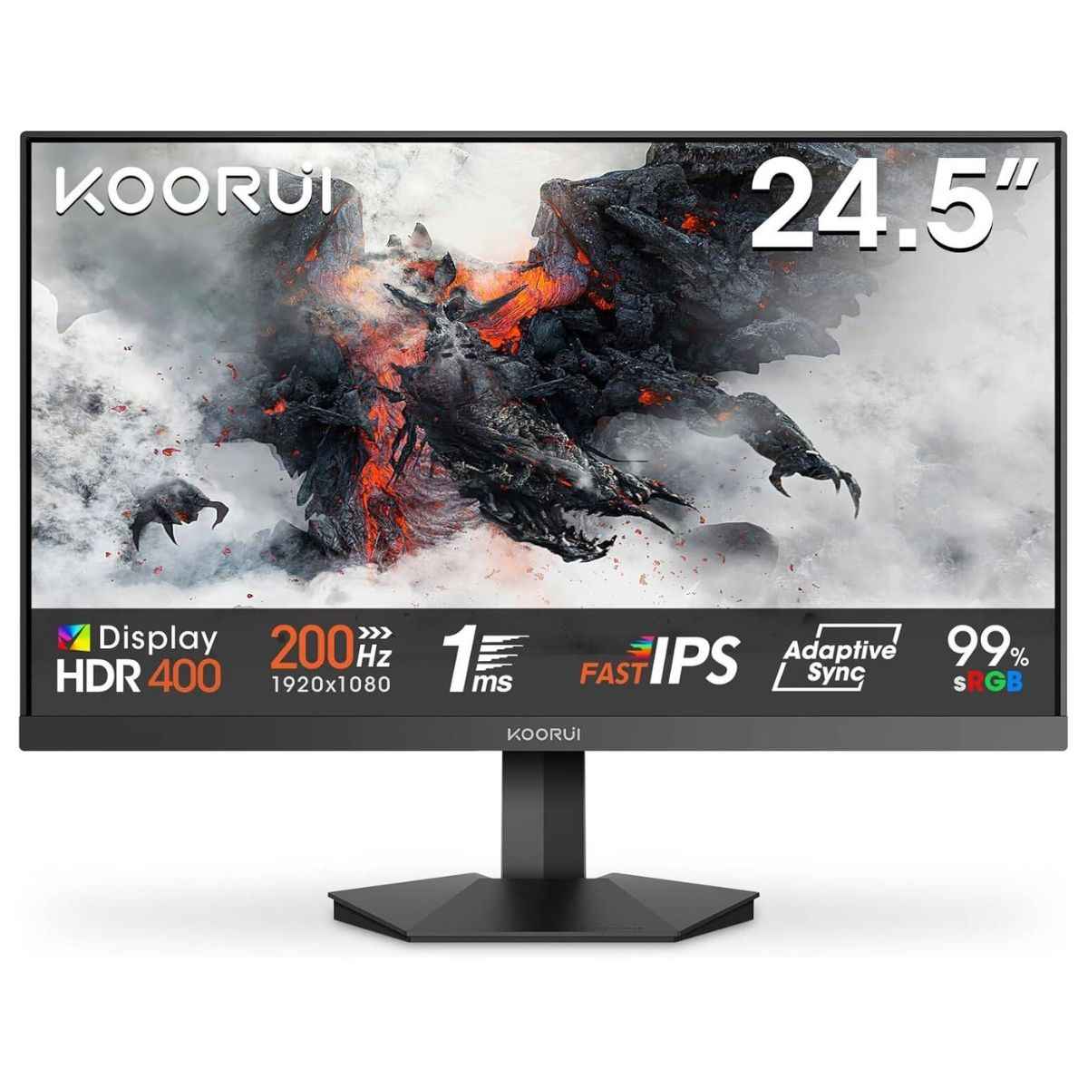 KOORUI G2511P 25'' Gaming Monitor – FHD IPS Display, 200Hz Refresh Rate, 1ms MPRT, Adaptive Sync