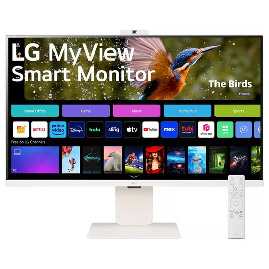 LG MyView 32SR85U-W Smart Monitor, 32" IPS Display, 4K UHD Resolution, 60Hz Refresh Rate, 5ms (GtG) Response Time, HDR10, Flicker Safe Features, 1.07b Color Depth, White | 32SR85U-W