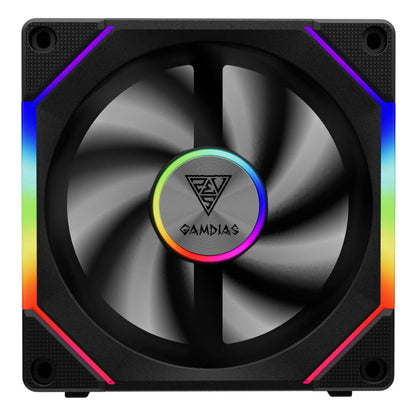 GAMDIAS AEOLUS P2-1201 ARGB PWM Cooling Fan | 120mm | 74.97 CFM Airflow | 1000–2400 RPM | 3.1 mmH₂O Air Pressure | USB Control | Black