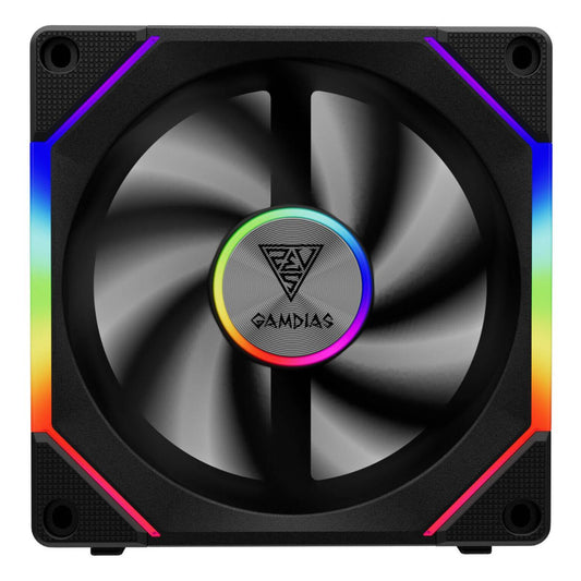 GAMDIAS AEOLUS P2-1201 ARGB PWM Cooling Fan | 120mm | 74.97 CFM Airflow | 1000–2400 RPM | 3.1 mmH₂O Air Pressure | USB Control | Black